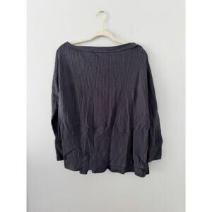 American Eagle Waffle Knit Tunic Top Gray Long Sleeve Oversized Womens Sz Small